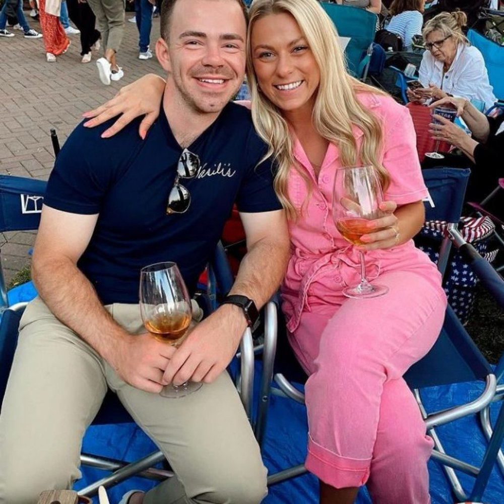 Pink denim belted jumpsuit